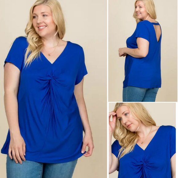 Emerald Plus Size Short sleeve Front Twist Soft Top 1XL,2XL,3XL, made in USA - Picture 1 of 2